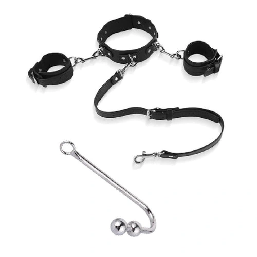 Anal 5334 with Hook and Collar Elegant Beaded Cuffs 0131